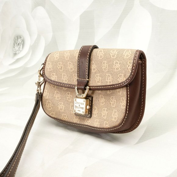 Dooney & Bourke Brown and Tan Clutch Wristlet - Picture 3 of 12